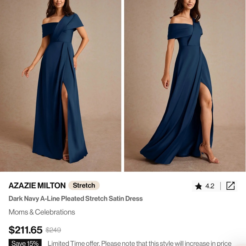 Azazie One Shoulder Dress in Dark Navy